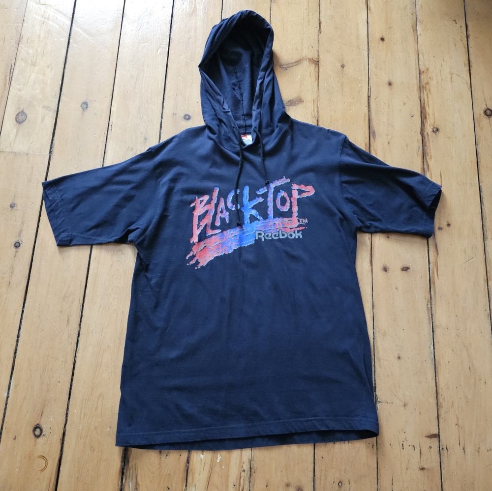 90' Vintage Reebok Blacktop Hooded T-shirt Men's SIZE M